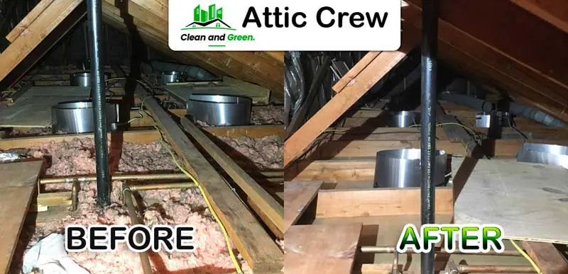 Attic cleanup: before and after