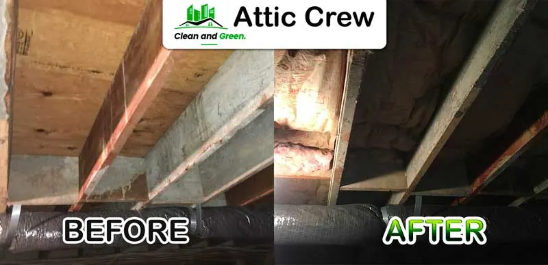 Crawl space cleaning: before and after photos from an Attic Crew job