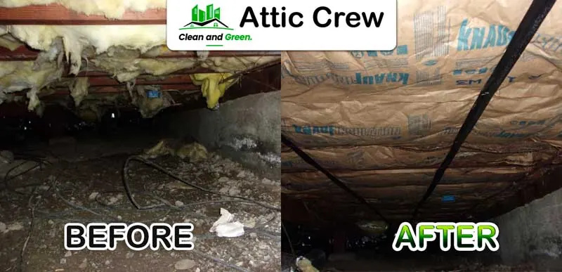 Crawl space cleaning: before and after photos from an Attic Crew job