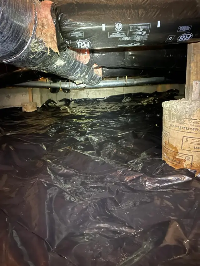 Vapor barrier sealed after drainage work