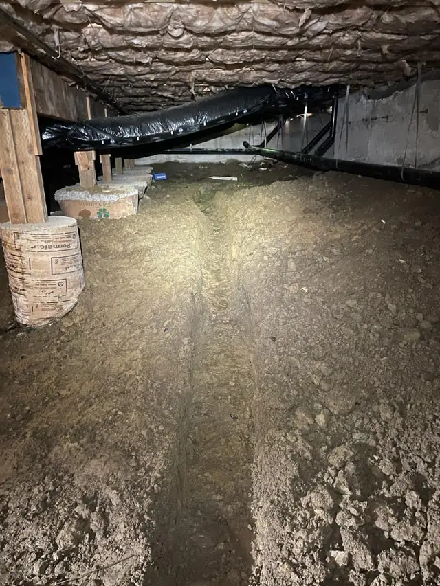 Crawl space graded and drained