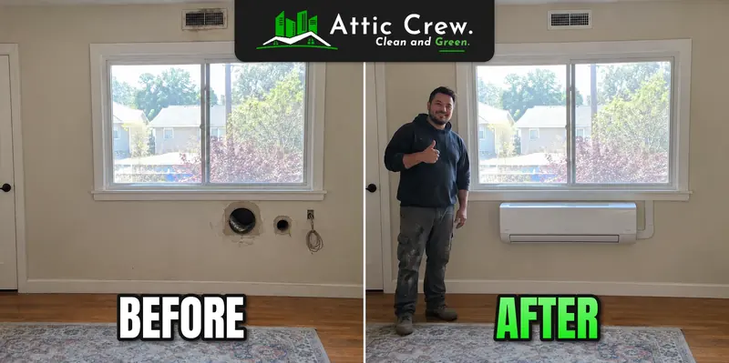 Ductless mini-split installation: before and after