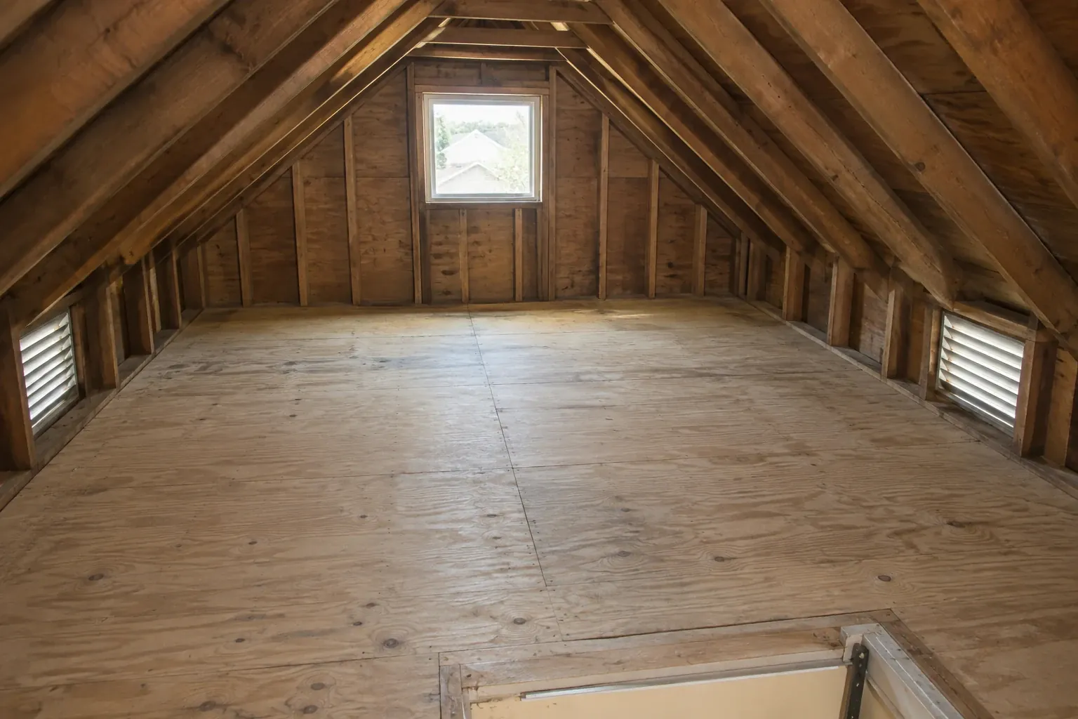 After: Attic floor cleared, sanitized and ready for new insulation.