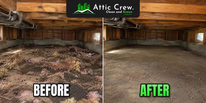 Crawl space cleanout: before and after