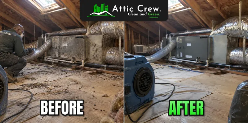 Attic air handler cleaning: before and after