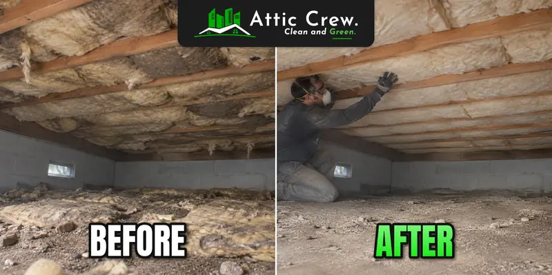 Underfloor insulation replacement: before and after